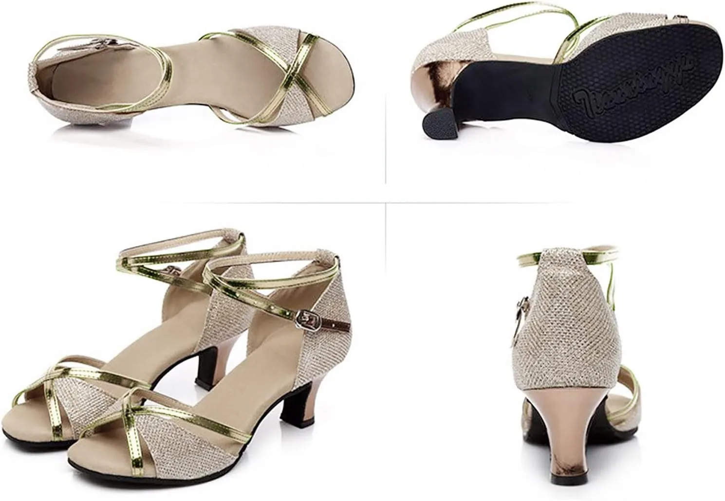 Women's Prom Dance Square Latin Ballroom Shoes Dance Shoes Women's Middle Heels Low Heel Dressy Sandals