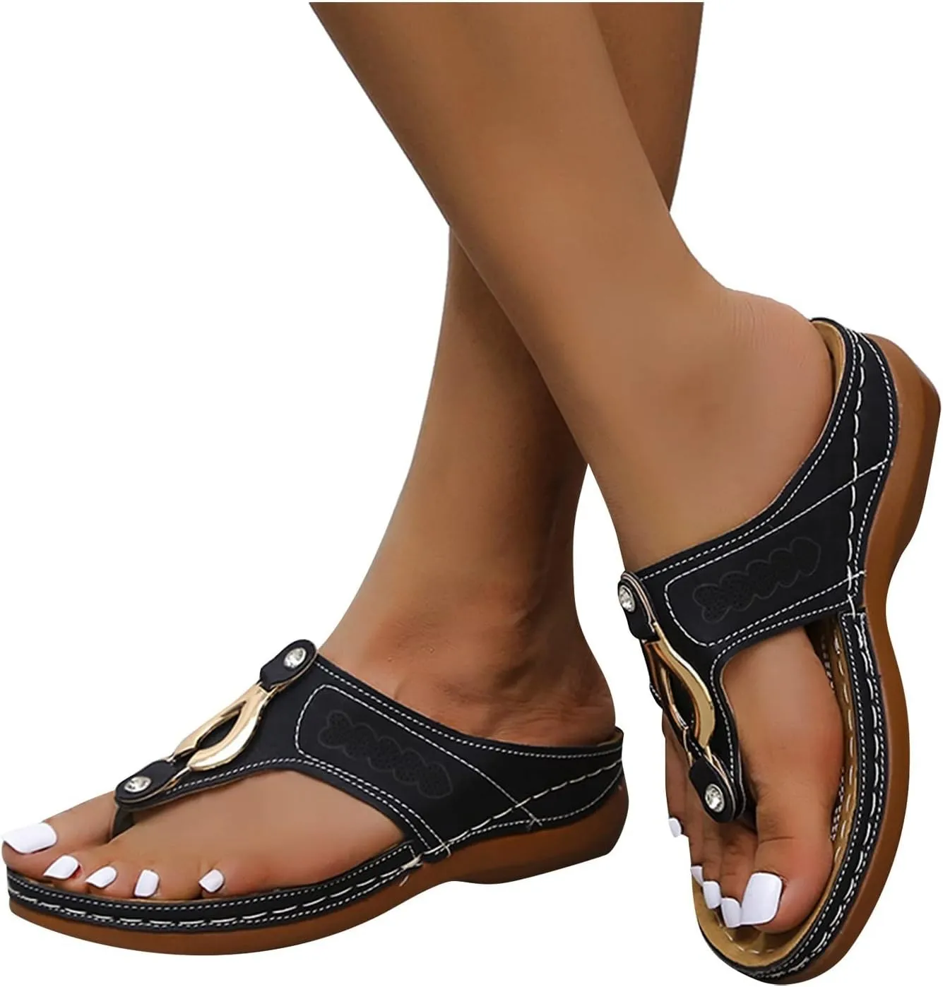 Womens Recovery Sandals with Orthotic Arch Support Comfortable Walking Slides Thick Cushion Footwear for Plantar Fasciitis Summer Outdoor Use
