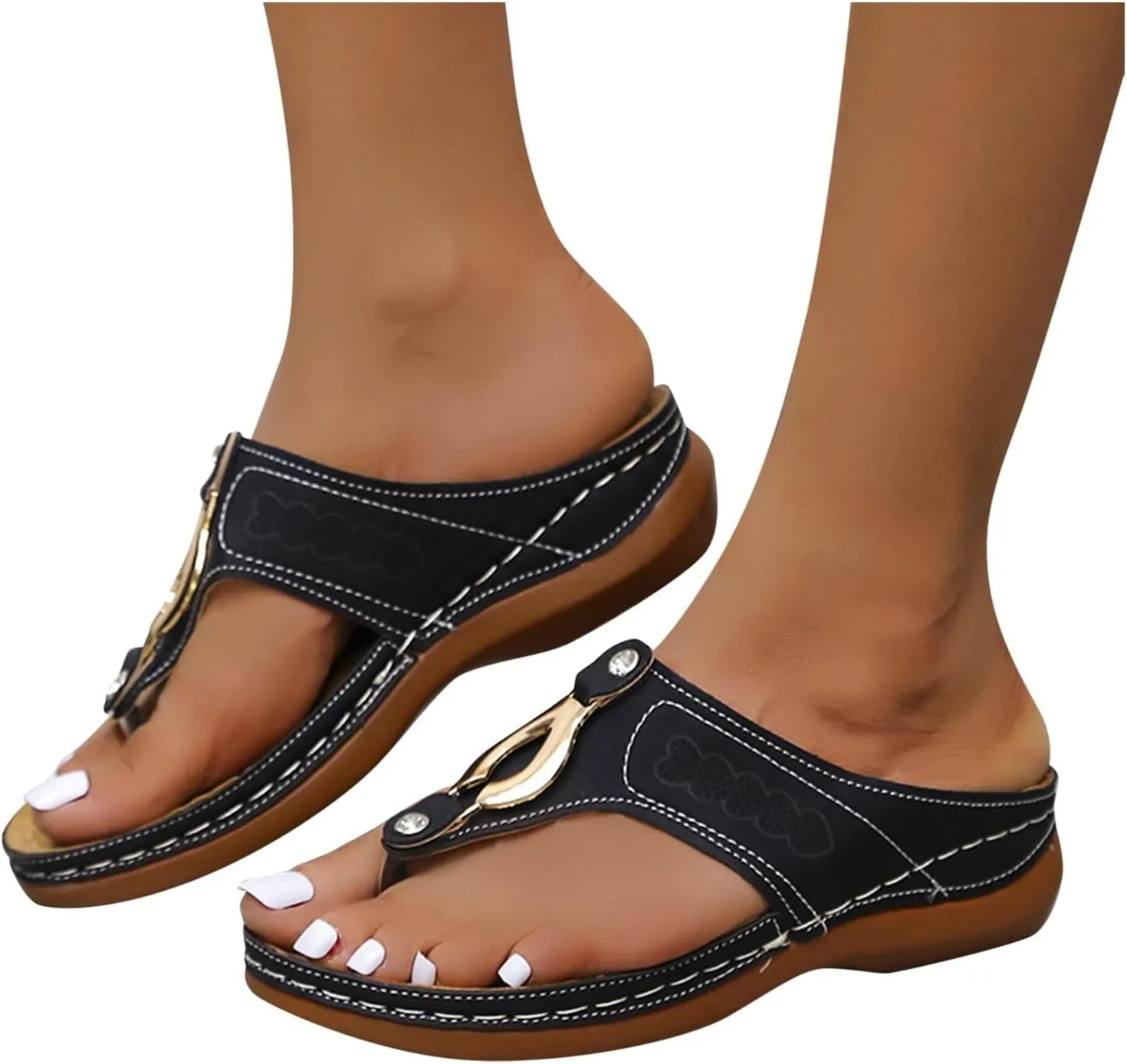 Womens Recovery Sandals with Orthotic Arch Support Comfortable Walking Slides Thick Cushion Footwear for Plantar Fasciitis Summer Outdoor Use