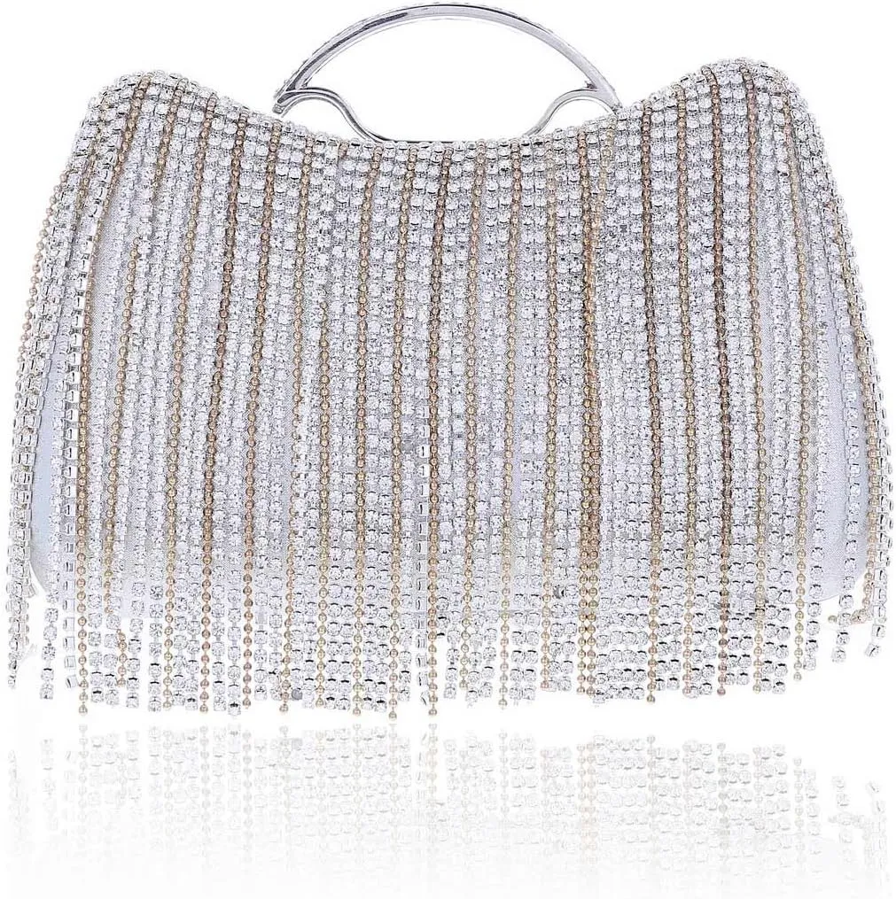 Womens Rhinestones Hardcases Wedding Party Clutch Purses Evening Bags