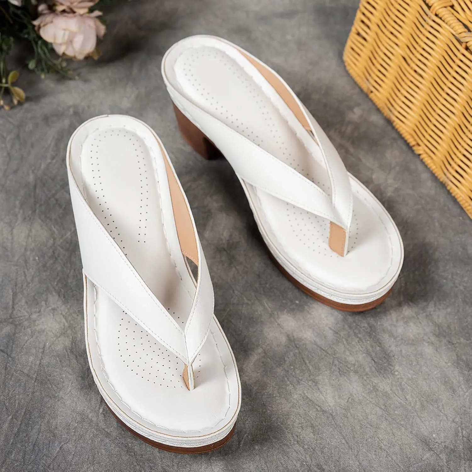 Womens Sandals Platform Studded Comfort Wedge Slippers Open Toe Stylish Summer Shoes Ladies Footwear