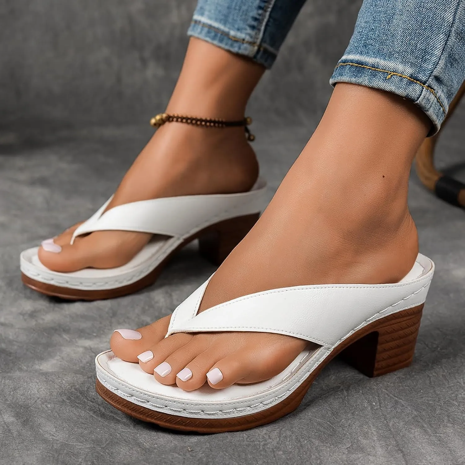 Womens Sandals Platform Studded Comfort Wedge Slippers Open Toe Stylish Summer Shoes Ladies Footwear