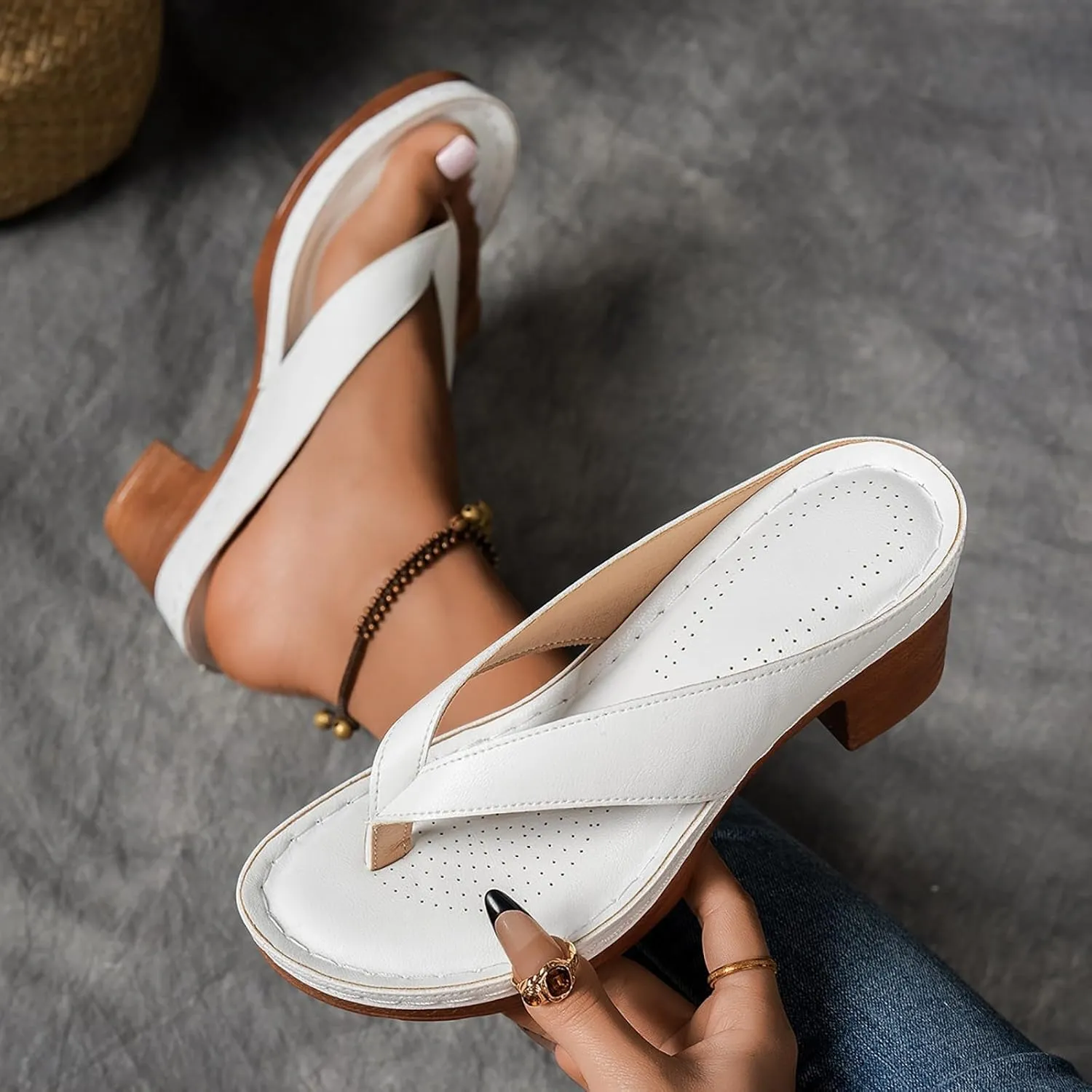 Womens Sandals Platform Studded Comfort Wedge Slippers Open Toe Stylish Summer Shoes Ladies Footwear