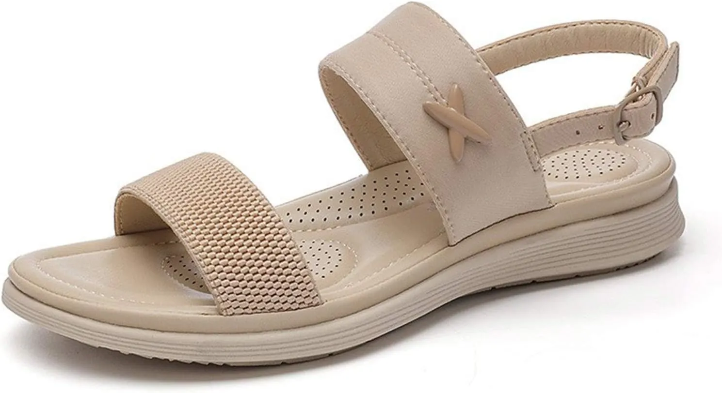 Women's Sandals Summer Bohemia Wedge Sandals Open Toe Buckle Sandals Casual Slip On Shoes Arch Support Shoes