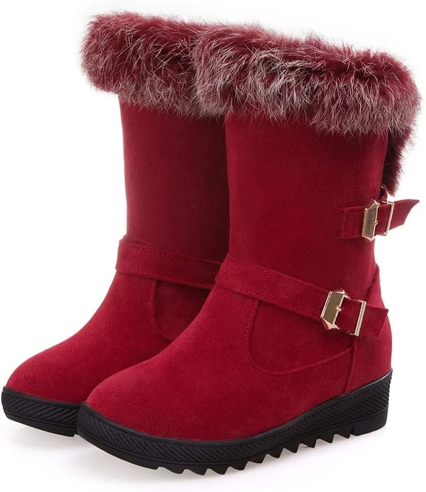 Women's Snow Boots,WUAI Winter Shoes Warm Fur Lining Waterproof Mid Calf Lightweight Snow Booties