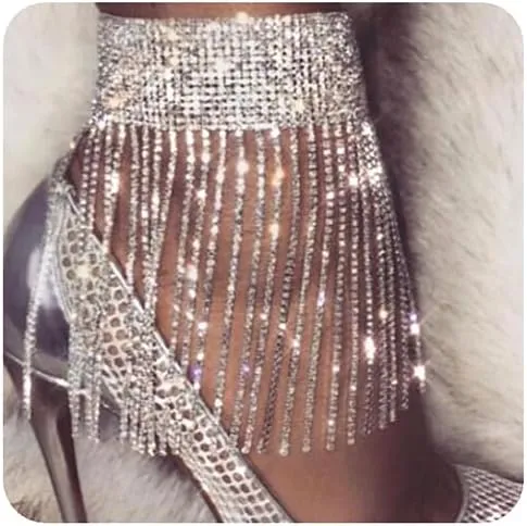 YERTTER 1pcs Wedding Silver Full Rhinestone Anklet Tassel Dangle Bangle Anklet Sparkly Adjustable High Heel Anklet Crystal Anklet Chain Accessories for Women (Silver 5)