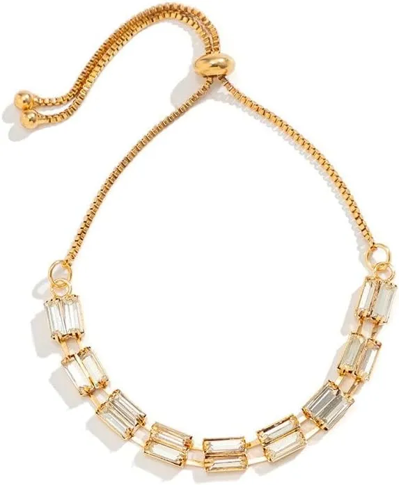 Zircon Anklets Bracelet for Women Iced Out Crystal Rhinestone Bracelet on The Leg Chain Link Chain Sandals Barefoot Jewelry (Gold)