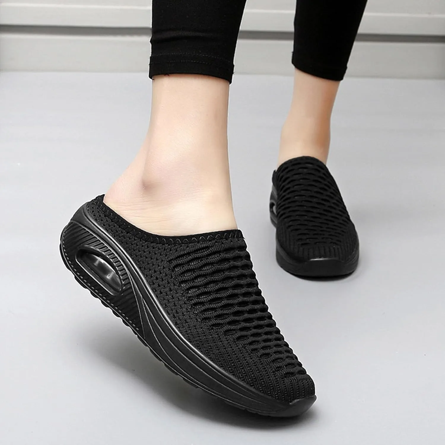 ZWRXW Women's Mule Shoes with Arch Support Breathable Mesh Arch-Support Orthopedic Diabetic Shoe Comfortable Slip On Clogs and Mules Diabetic Slippers Plantar Fasciitis Sandals Wedge Casual Shoes